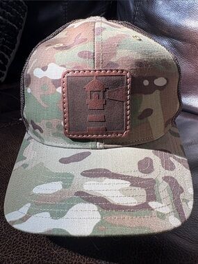 Tactical Richardson Camo Trucker Hat with Leather Patch